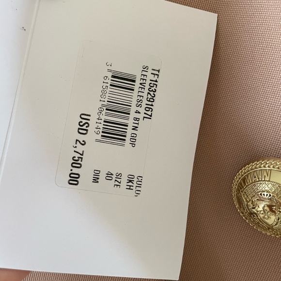 Balmain beige jumpsuit jumper gold buttons onesie sz 40 - Picture 4 of 11